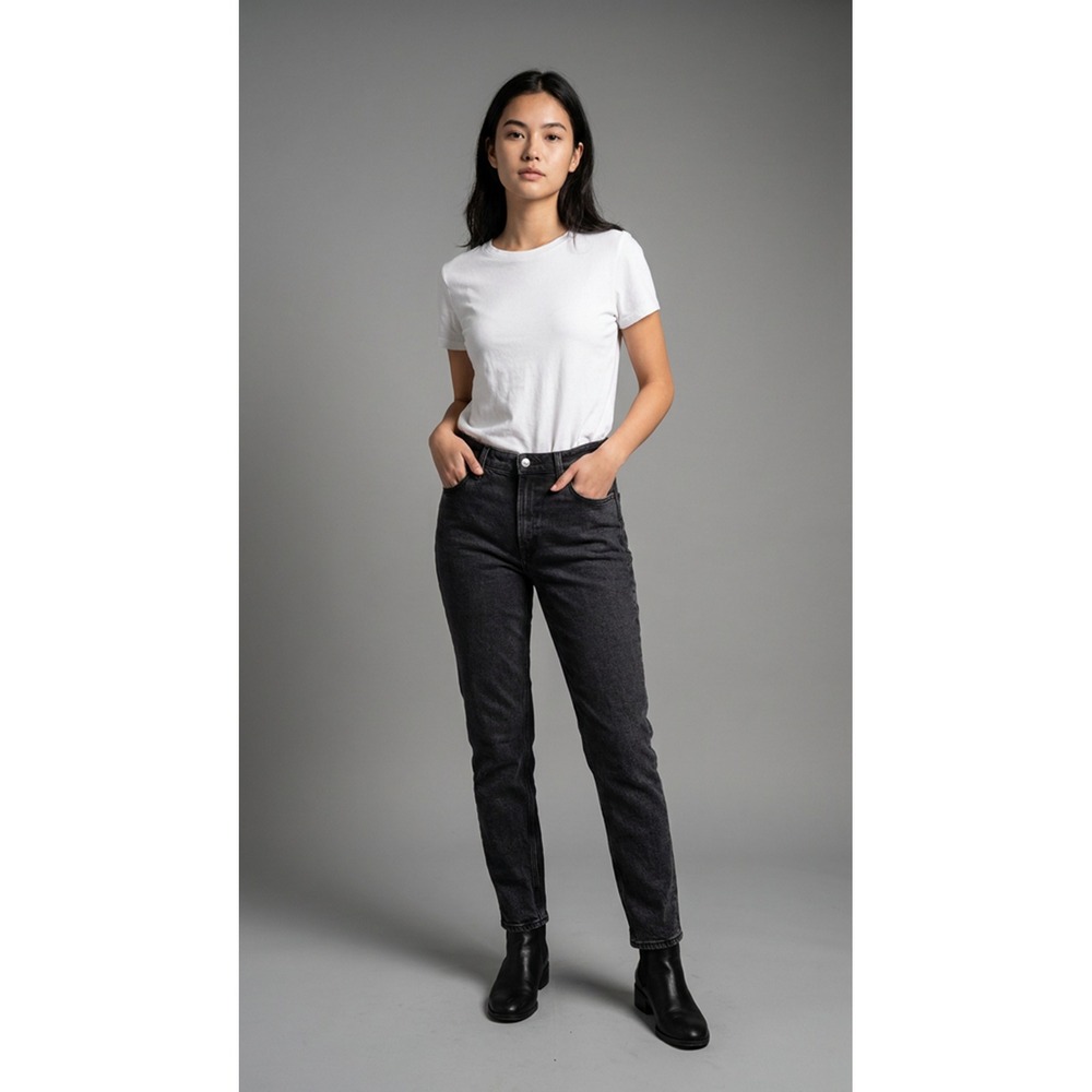 Abercrombie & Fitch The 90s Straight High Rise Jeans Womens 27 Black Wash Denim